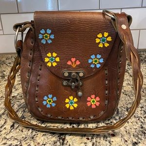 Handmade in Mexico 1970’s leather handbag shoulder crossbody bag